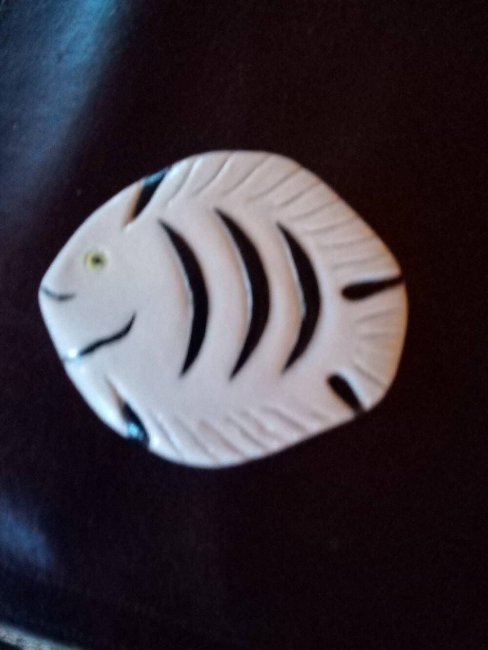 Ceramic Black And White Fish Pin